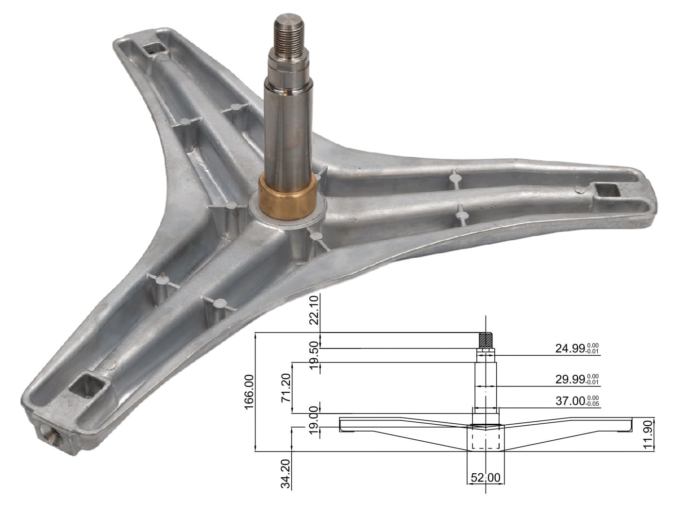 AKS1301 - Aks lavatrice lg 37-30-25-132 mm EBI.712