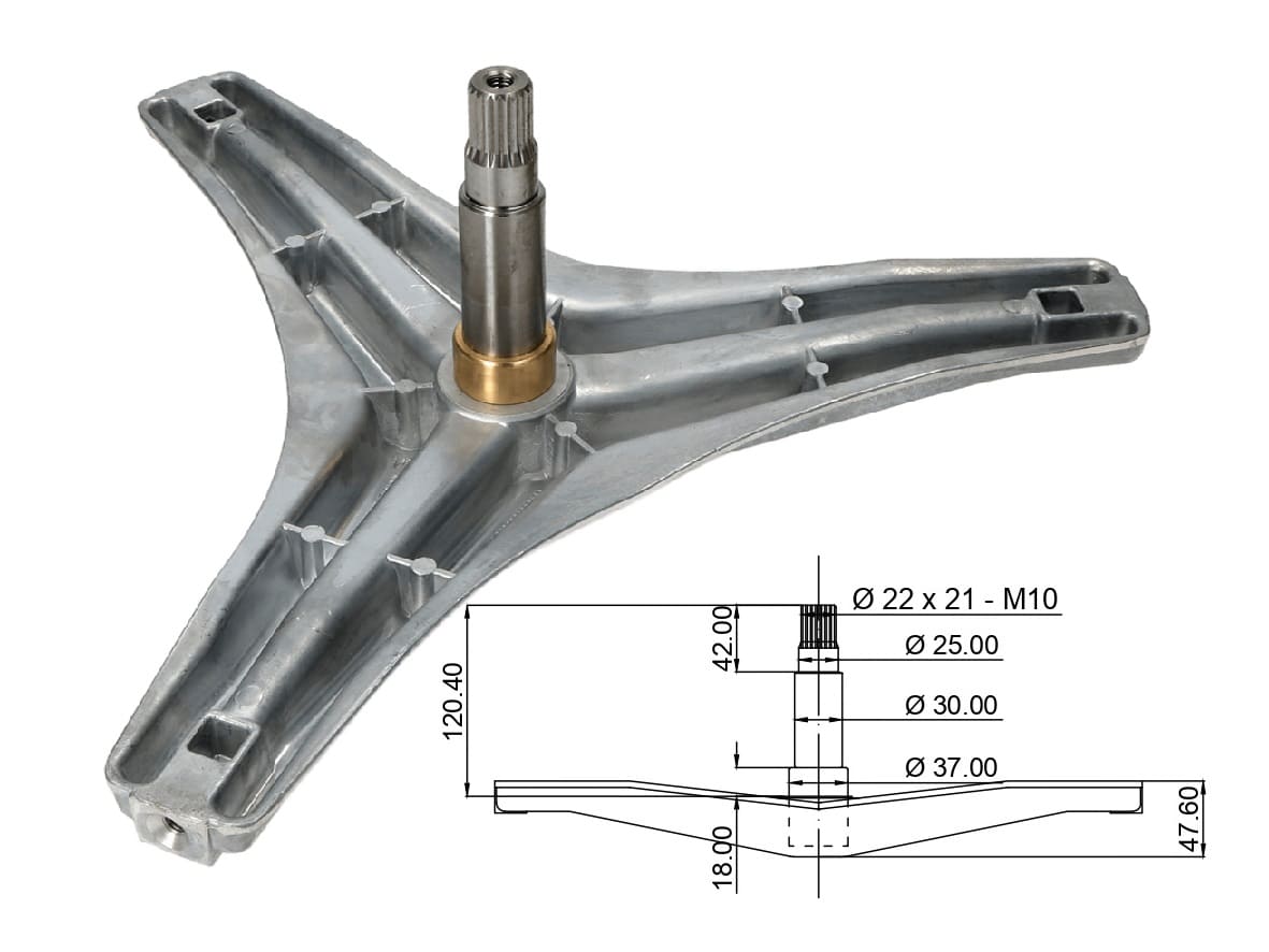 AKS1302 - Aks lavatrice lg 37-30-25-120 mm EBI.721