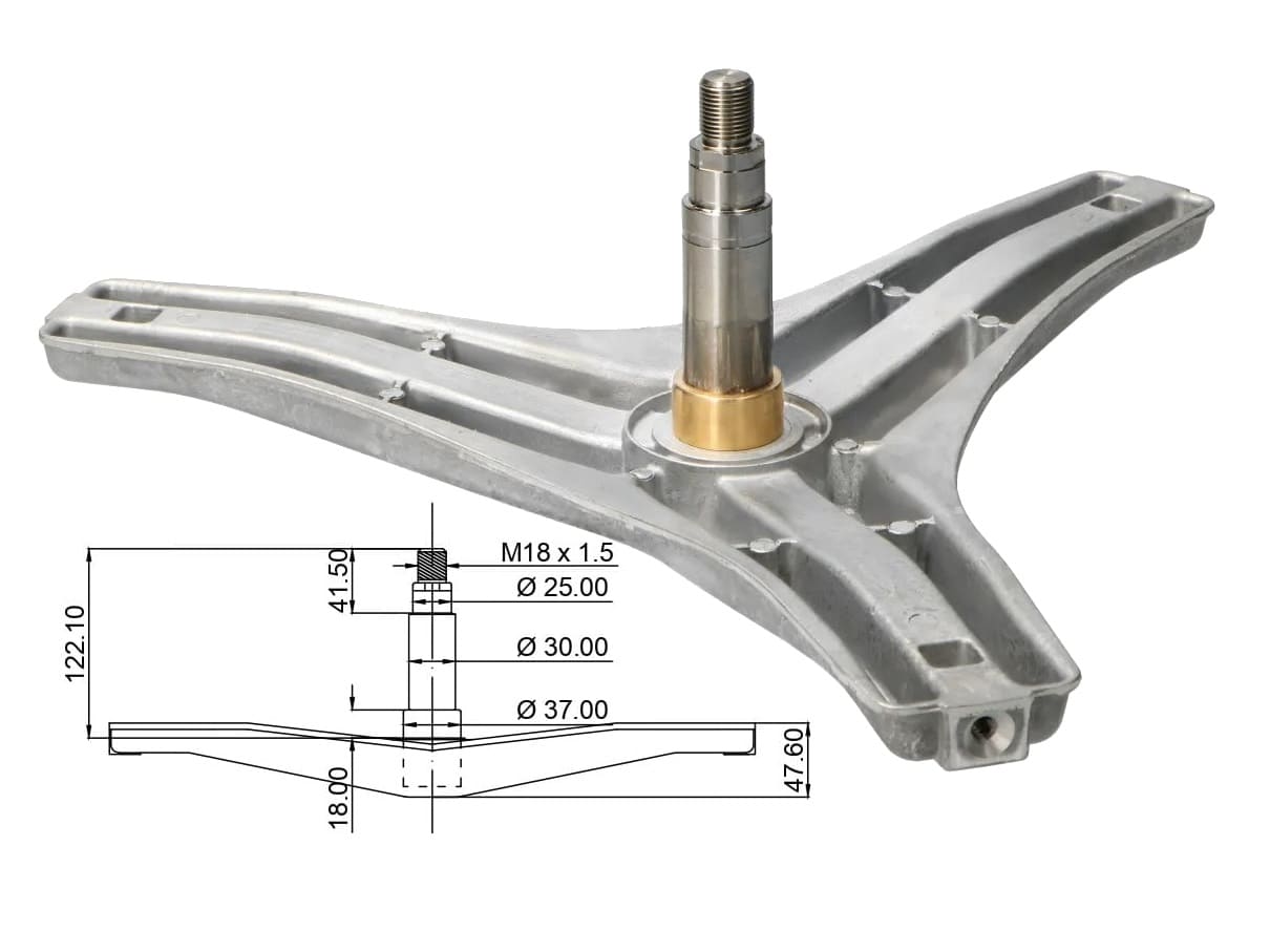 AKS1303 - Aks lavatrice lg 37-30-25-122 mm EBI.725