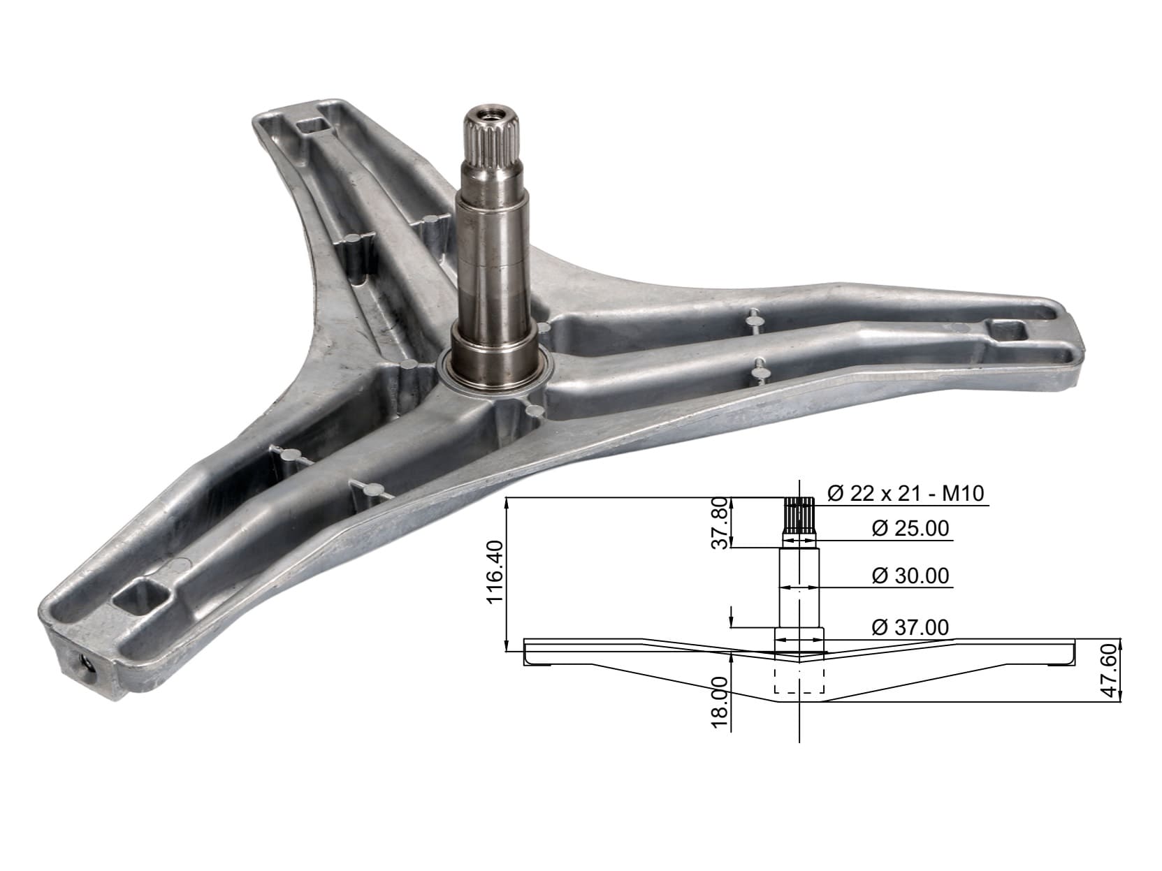AKS1305 - Aks lavatrice lg 37-30-25-116 mm EBI.723