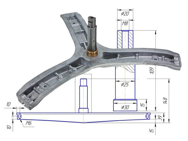 AKS2002 - Aks lavatrice Ocean/Vestel 30-25-20-109 mm (EBI.767)