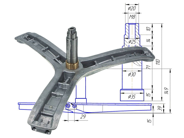 AKS2003 - Aks lavatrice Ocean/Vestel 35-30-25-110 mm (EBI.768)