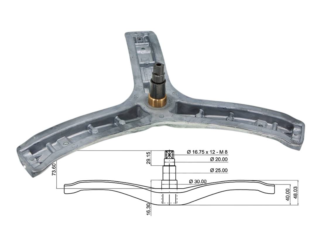 AKS2009 - Aks lavatrice Ocean/Vestel 30-25-20-71 mm (EBI.786)