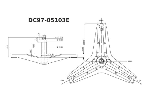 AKS1614 - Aks lavatrice samsung 35-30-25-122 mm EBI.749