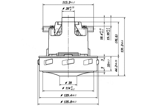 FSH013 - Motor fshese ametek L131mm Ø130mm 1300w