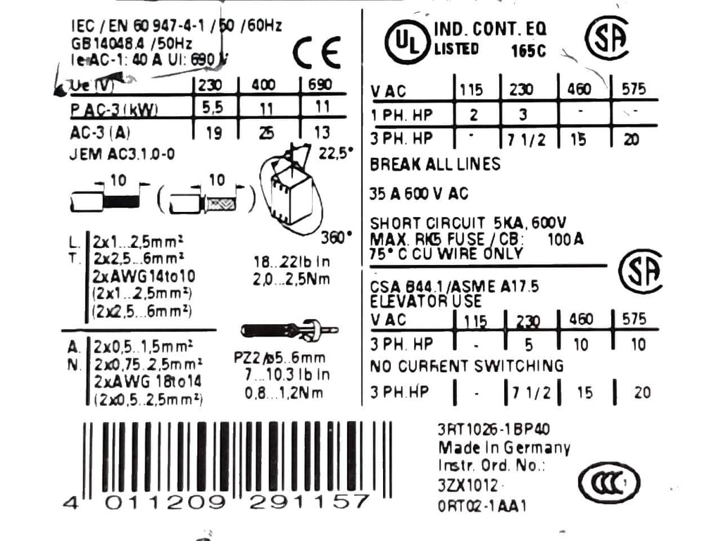 LSH0001 - Rele per dhome frigo Siemens 3RT1025-1BB40
