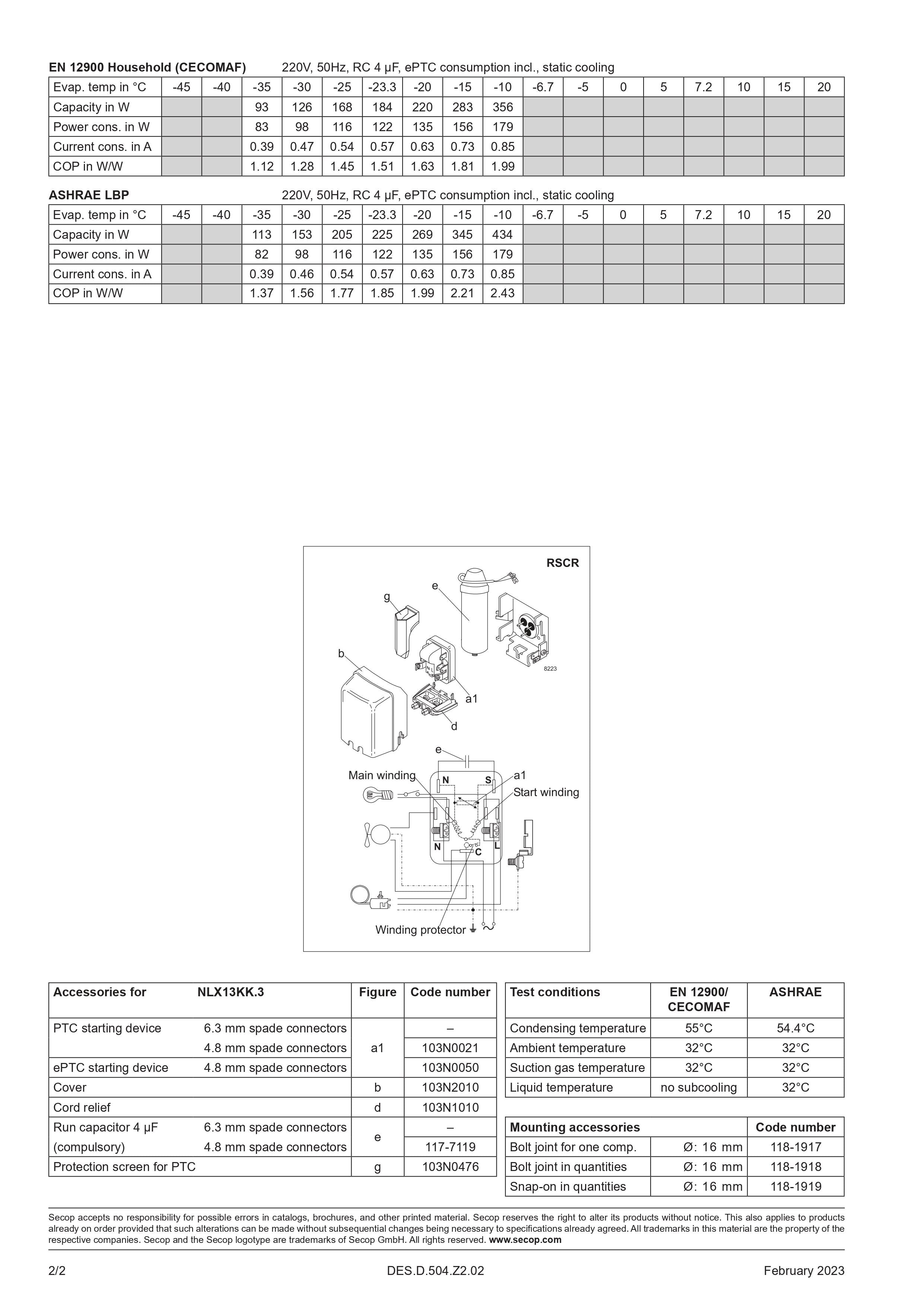 MFF00DF - Kompresor R600 LBP 13.25cm³ SECOP NLX13KK 1/4hp 231w