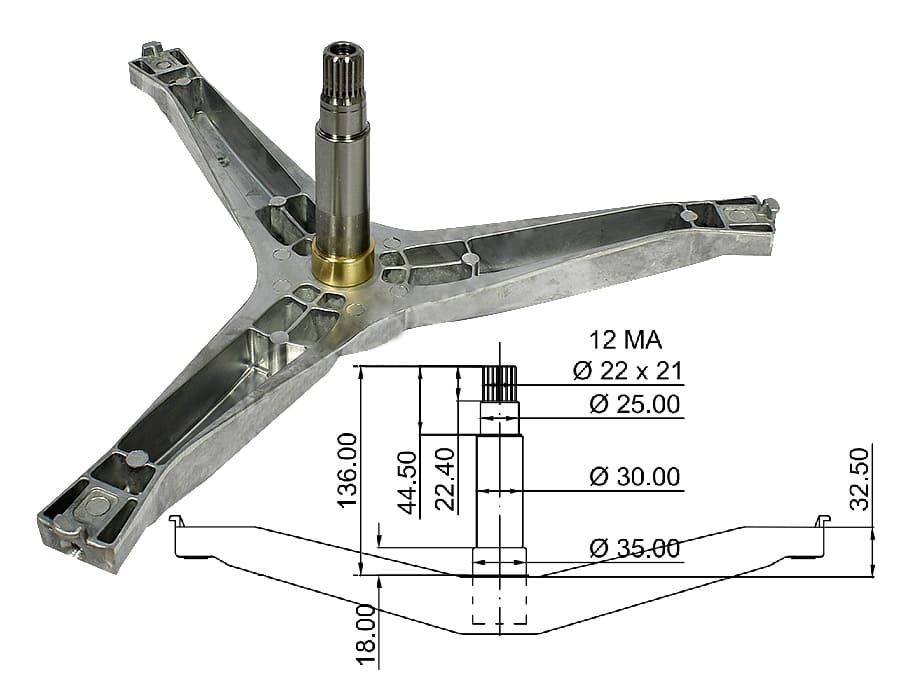 AKS1610 - Aks lavatrice samsung 35-30-25-136 mm EBI.742