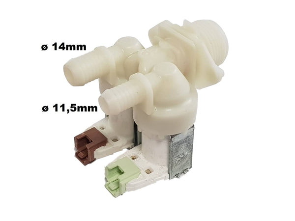 VAL0723 - Elektrovalvul Lavatrice 2R 180° Zanussi rast2.5 ø14mm fiksim-inkastro